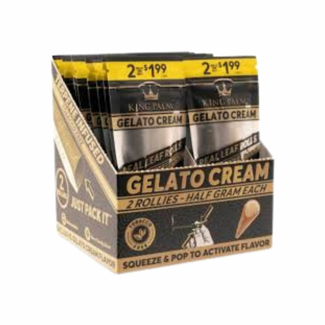 King Palm | Rollie | Gelato Cream| Palm Leaf Rolls | 20 Packs of 2 Each =40Rolls