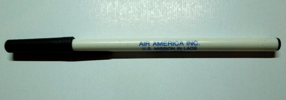 Original 1975 Air America Promotional Black and White Plastic Ink Pen