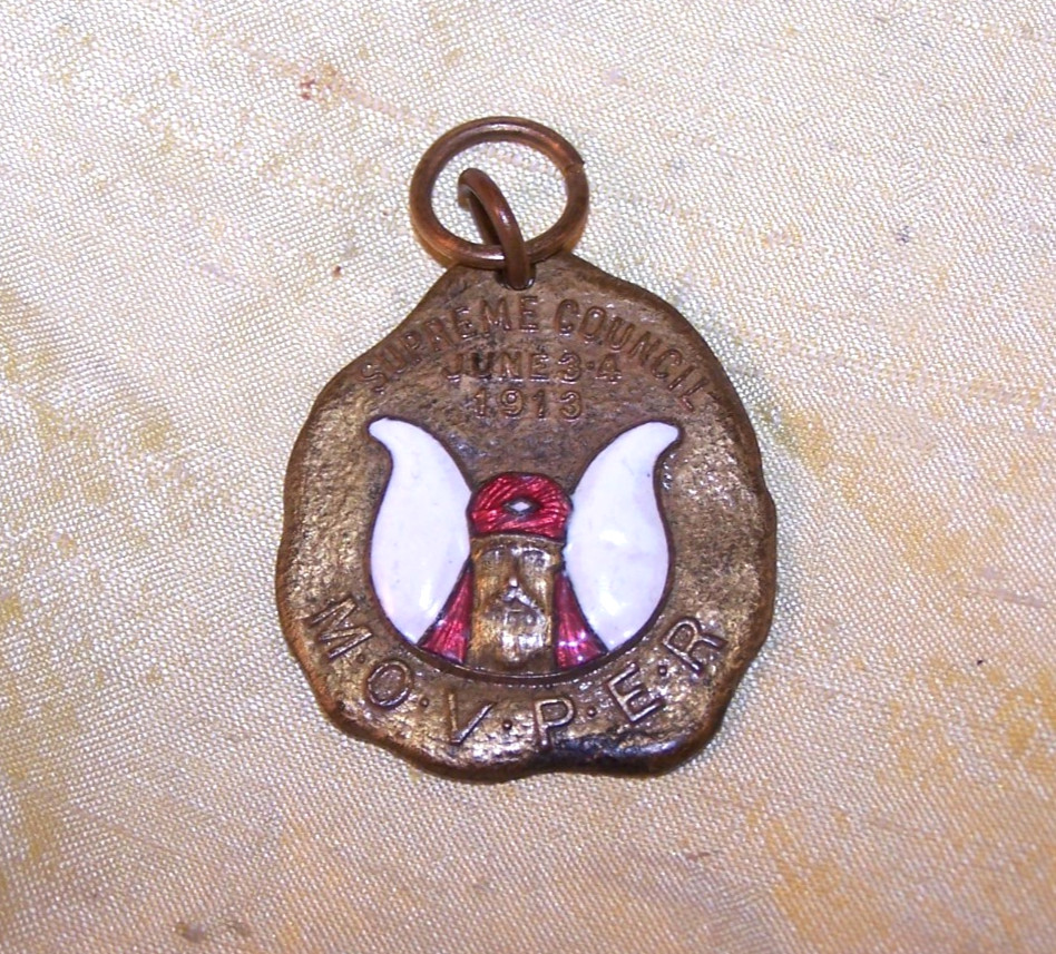 ANTIQUE M.O.V.P.E.R. / Masonic fraternity pendant, 1913 Supreme Council - OLD