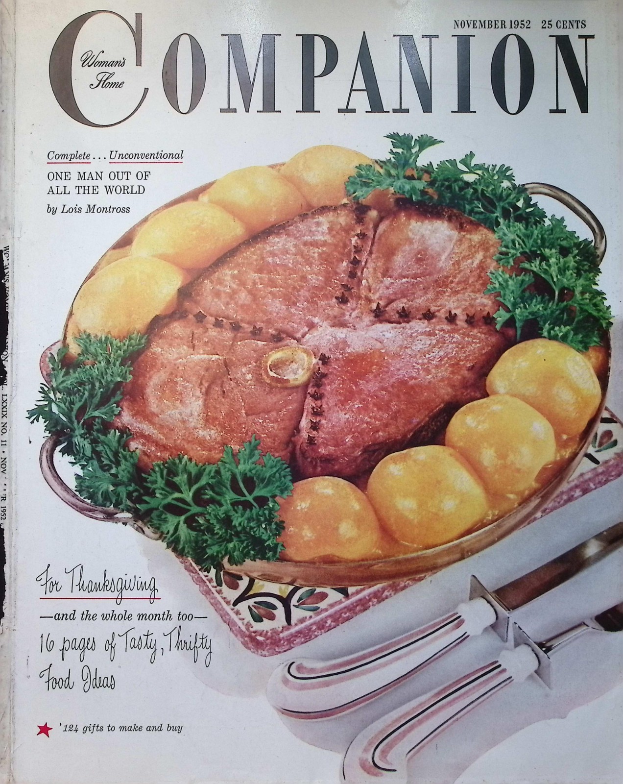 Original 1952 Woman\'s Home Companion Magazine Cover Only ft. For Thanksgiving