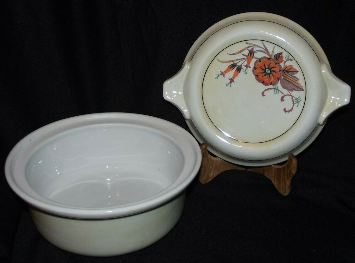 5 Cup Heavy Fraunfelter Royal Rochester Chinaware Covered Casserole Dish w/ Lid 