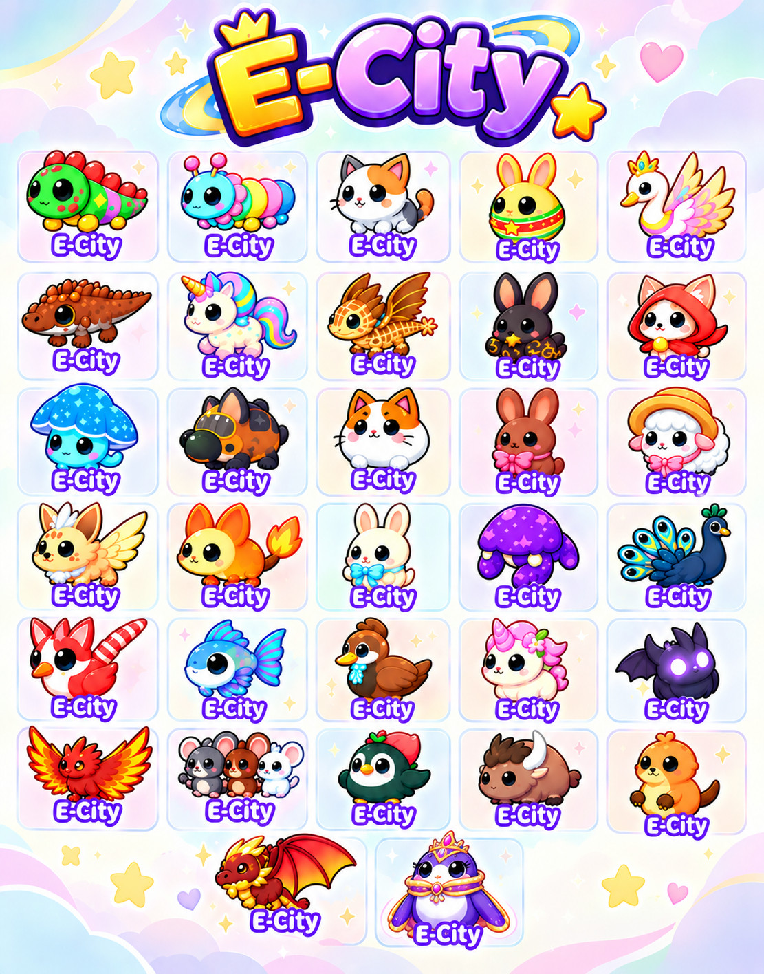 Amethyst Penguin - Ballet Swan - Three Blind Mice - Huntsman Robin - Little Lamb
