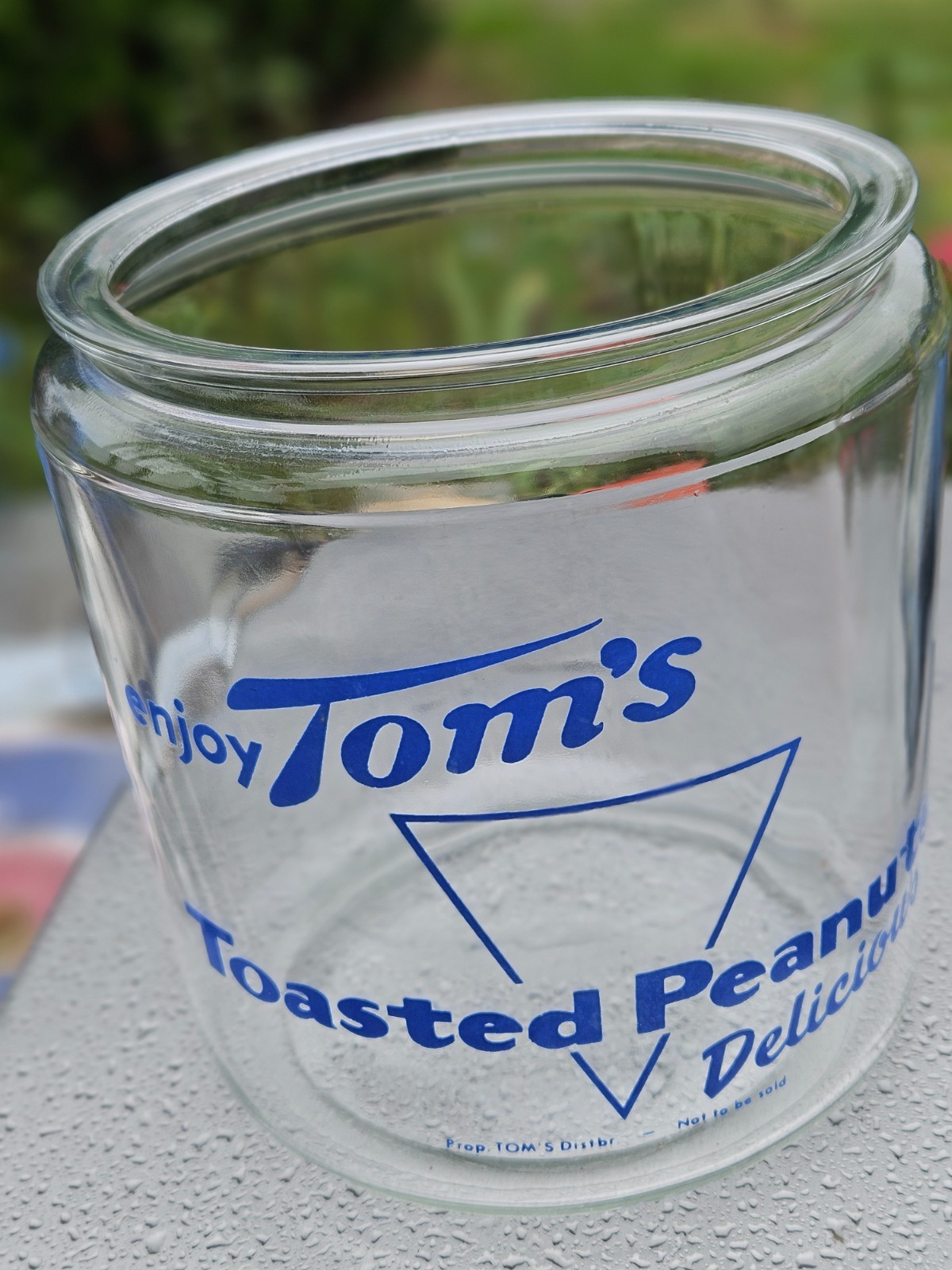 Vintage Tom's Toasted Peanuts Delicious Glass Store Jar NO LID Mercantile 1950s