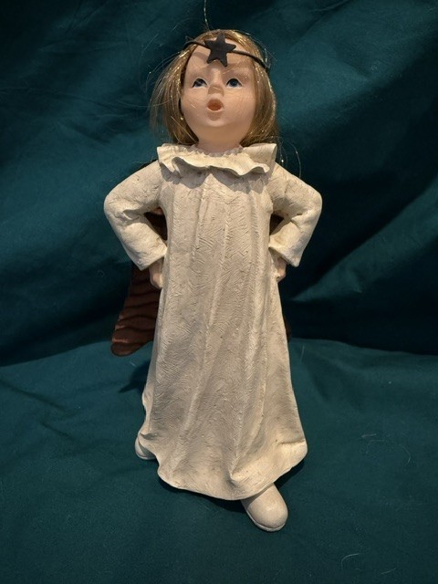 Youngs Angel Figurine with halo of stars , metal wings approx 6\ Youngs Angel Figurine with halo of stars , metal wings approx 6\