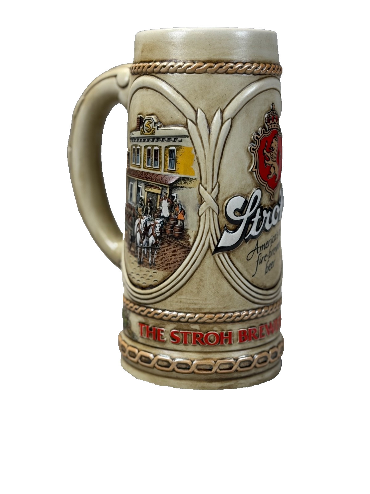 Vintage Stroh’s Brewery Co. Beer Stein Mug by Ceramarte Brazil 1984 #13434