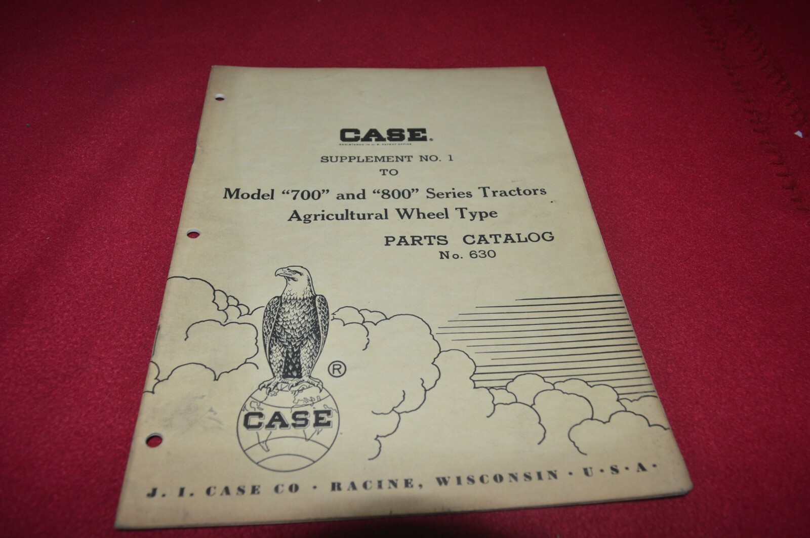 Case 700 800 Tractor Dealer\'s Parts Book Manual Supplement MFPA 