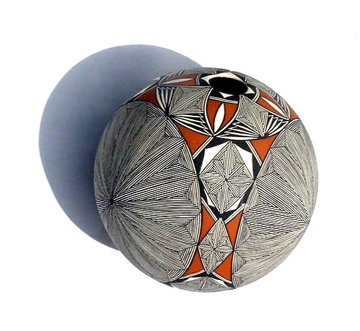 Sarah Garcia Acoma Pueblo Fine Line Pottery Seed Jar Spherical Clay Pot Vase XL
