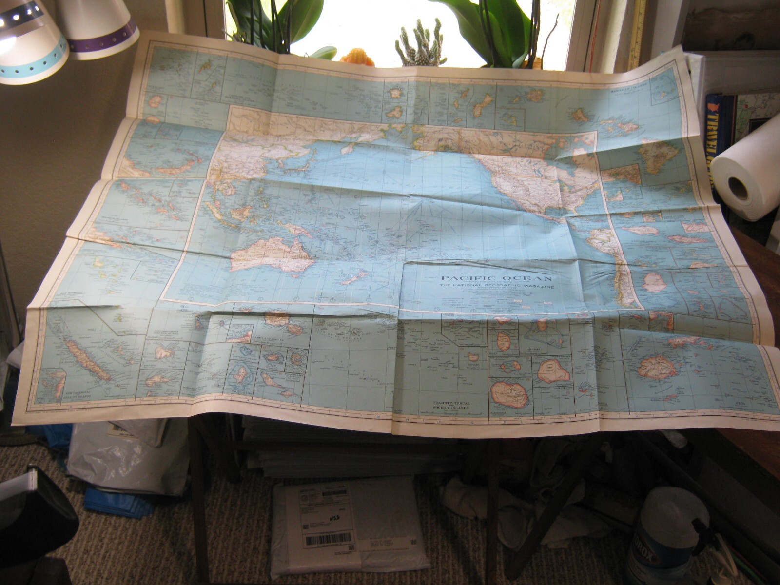 ANTIQUE PACIFIC OCEAN MAP National Geographic December 1936