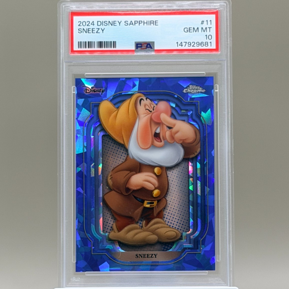 2024 Topps Chrome Disney Sapphire Sneezy PSA 10