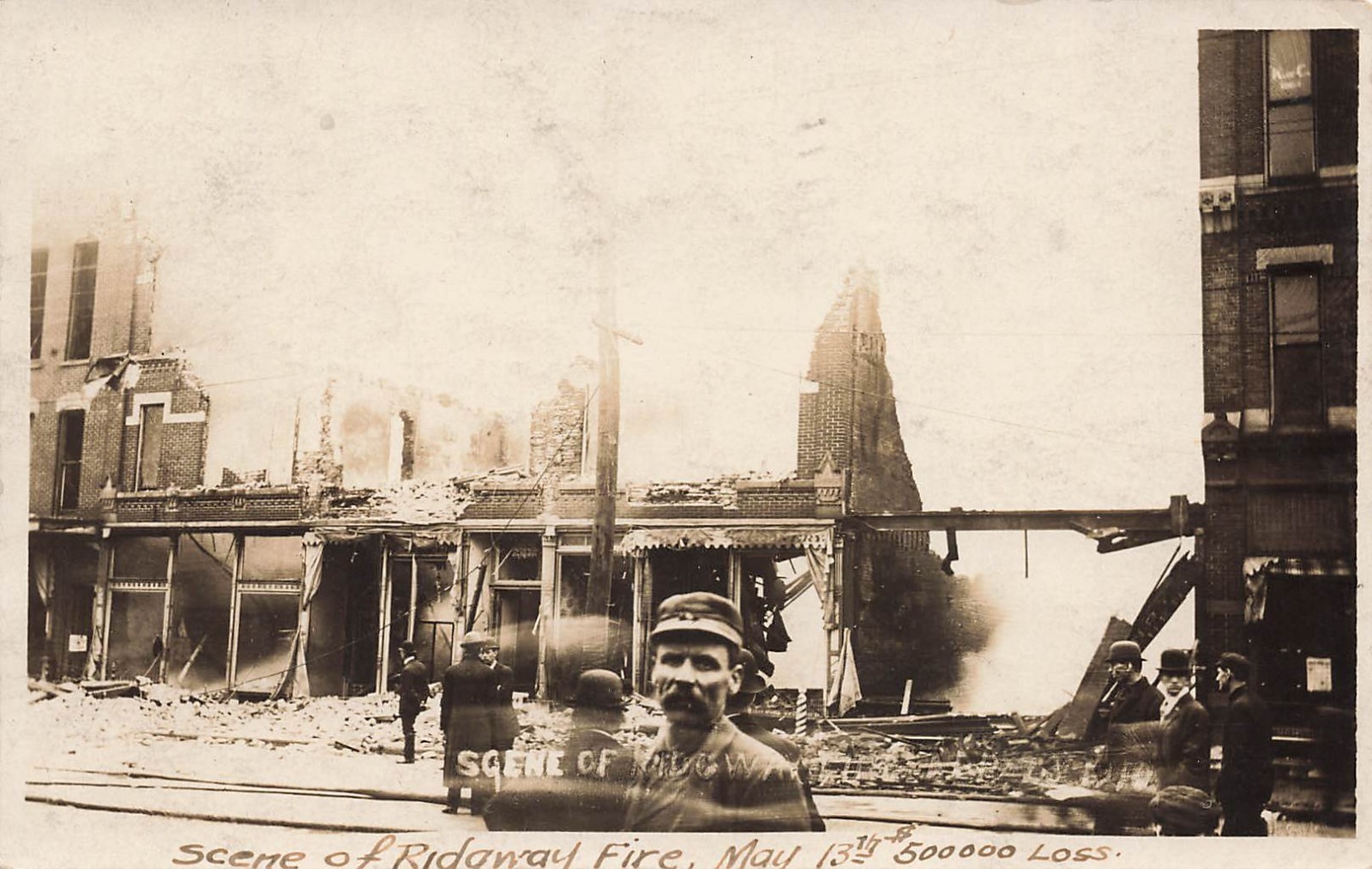 LP74 Ridgway Pennsylvania Elk County Fire 1910 RPPC Postcard