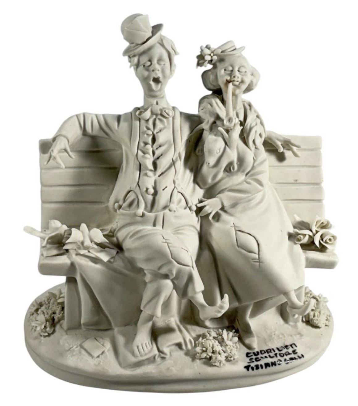 Vintage Tiziano Galli Capodimonte “Cuori Lenti  Scultore”  W/Blue N
