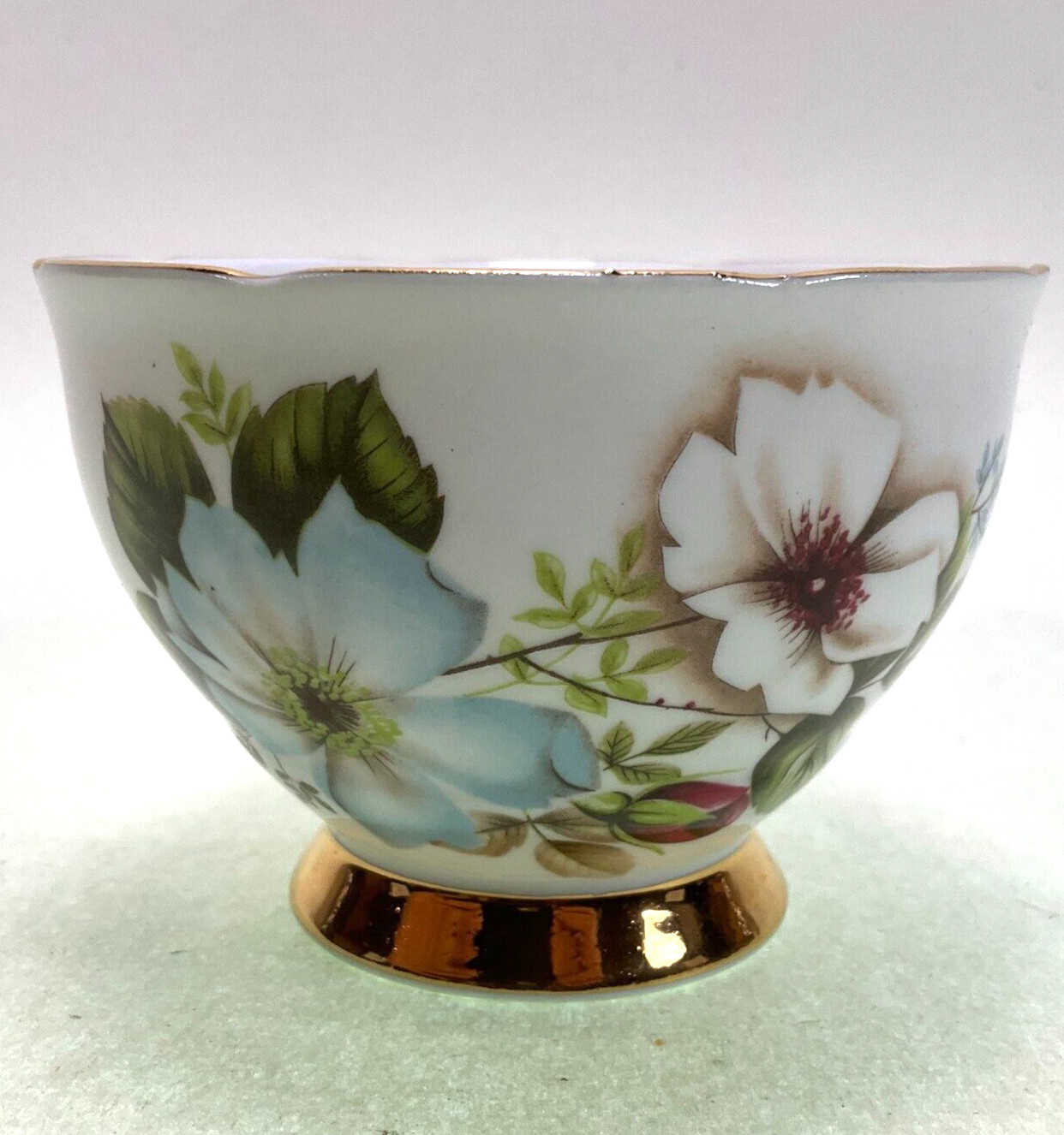 Salisbury Bone China Open Sugar Bowl Floral Gold England