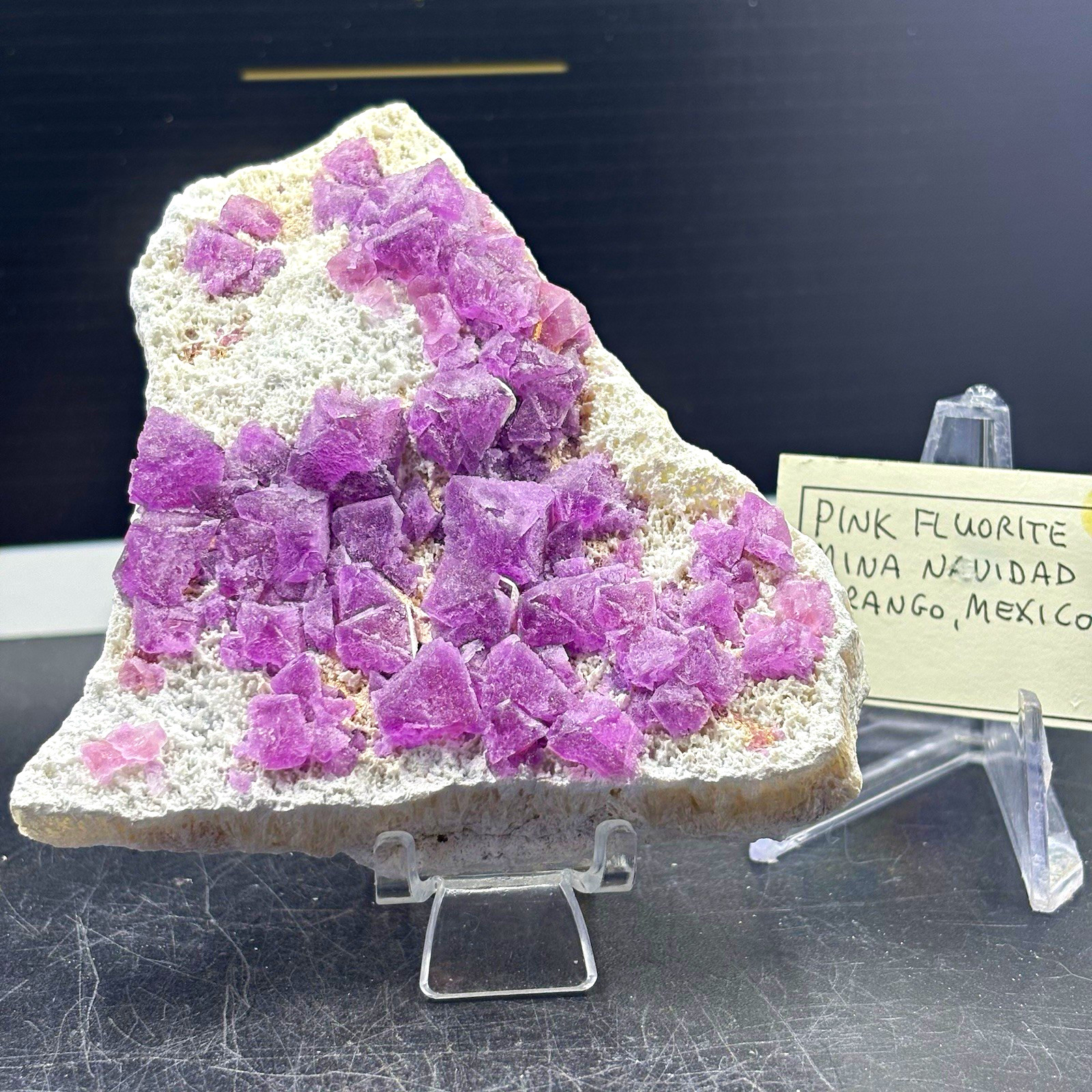 Pink Fluorite on Matrix Mineral Specimen Mina Navidad Durango Mexico UV 296g
