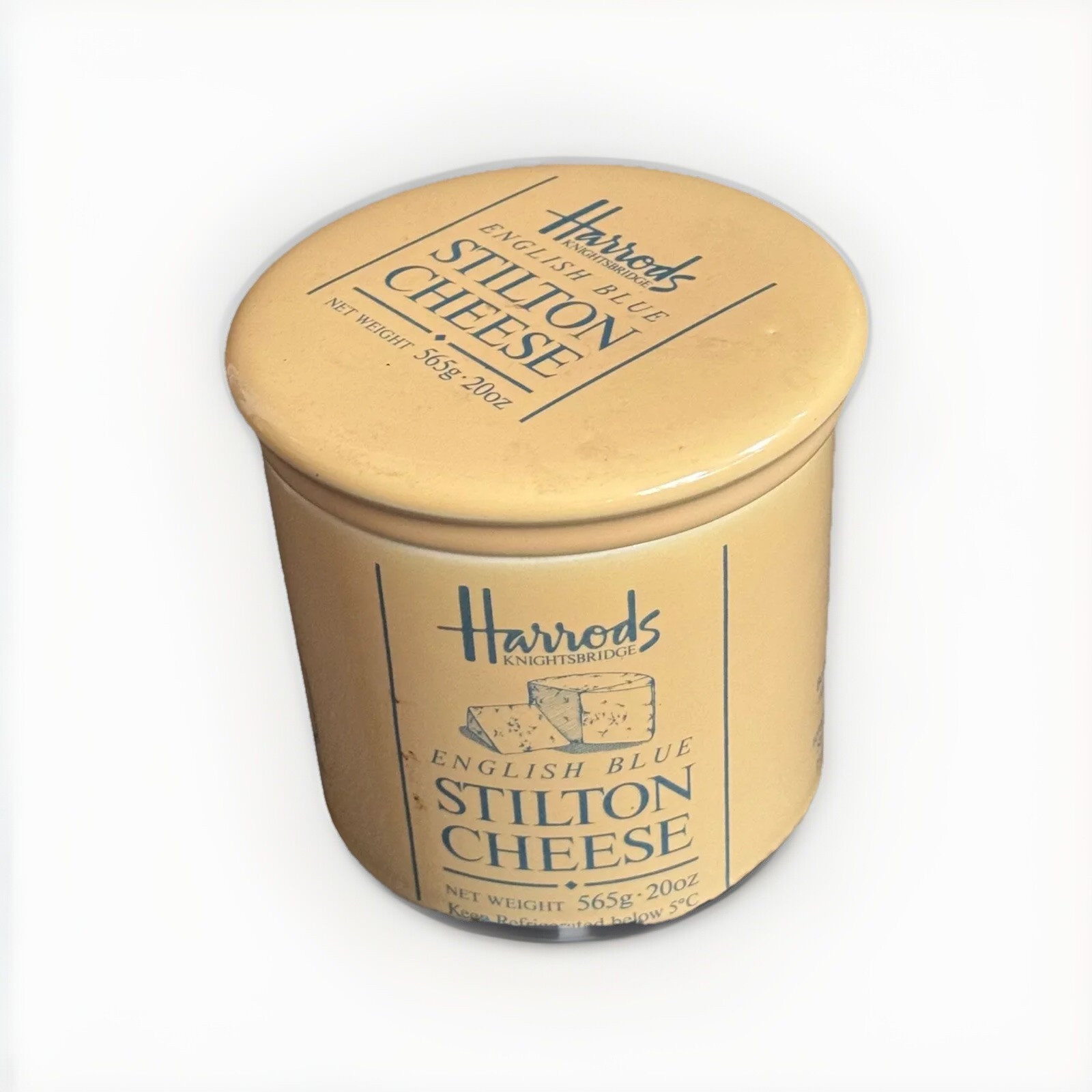 Harrods Knightsbridge English Blue STILTON CHEESE Container 1990