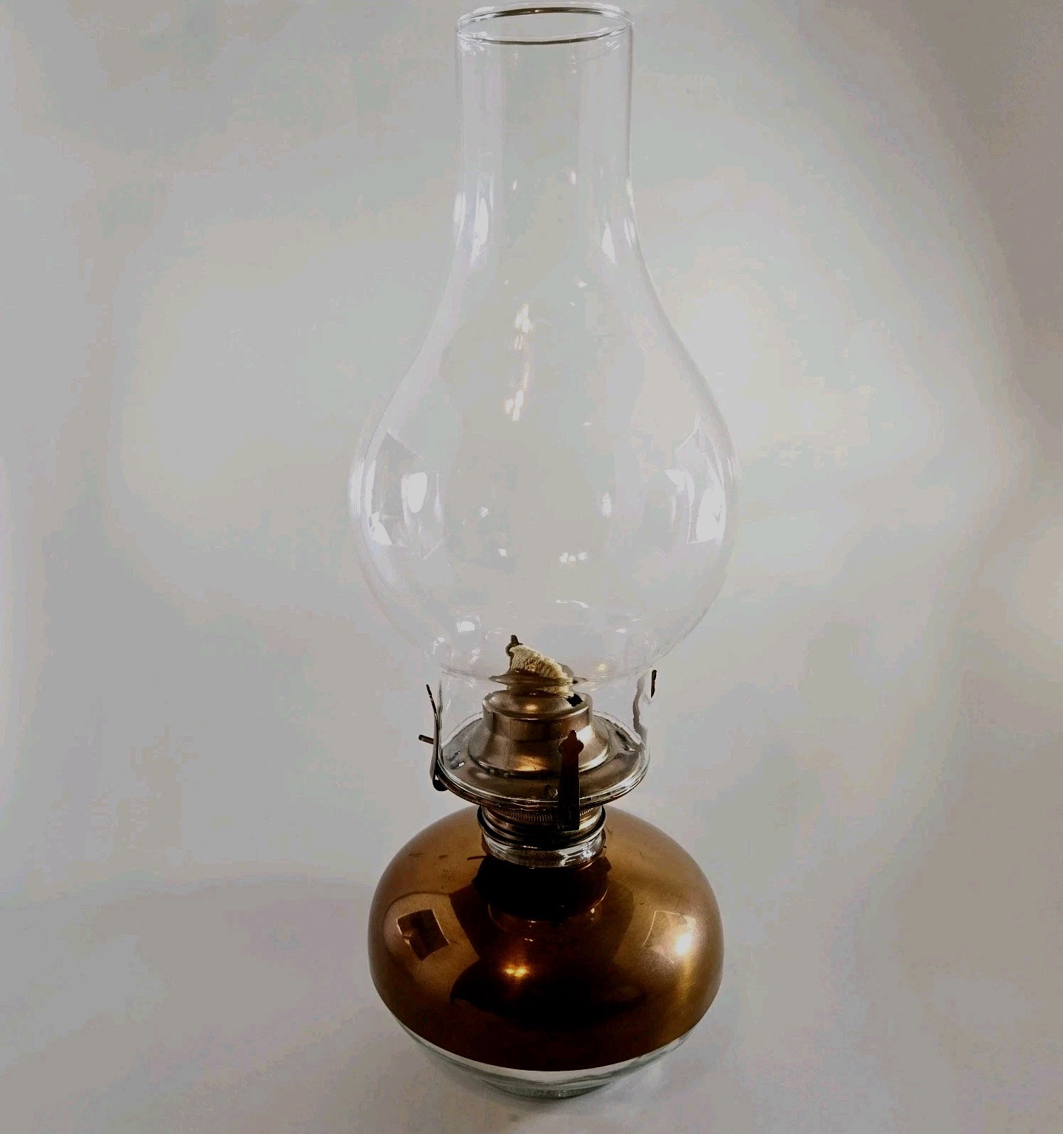 Vintage Coppercraft Guild Copper & Glass Kerosene Oil Lamp  