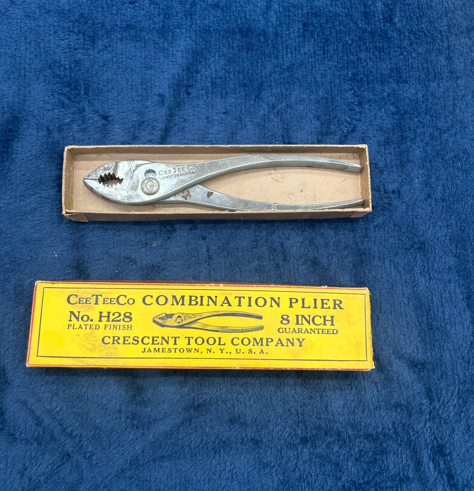 Vintage CeeTeeCo  pliers 8 inch  in original box gently used Jamestown N.Y. USA