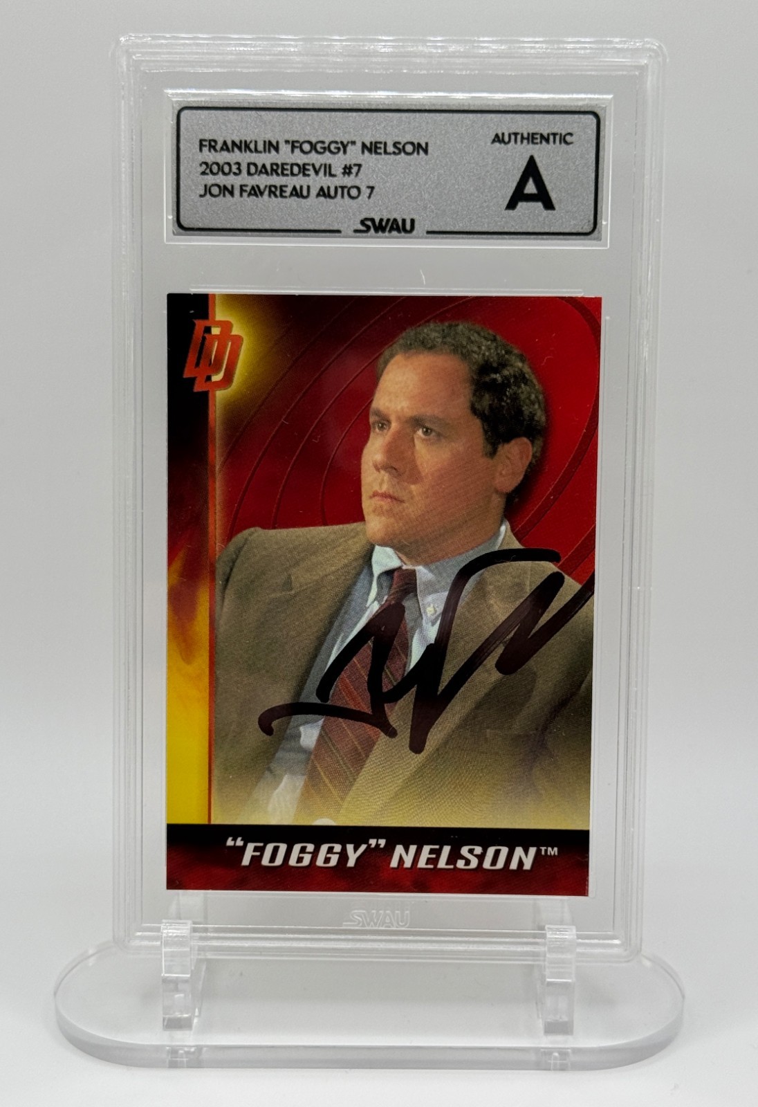 2003 Topps Daredevil Foggy Nelson #7 signed by Jon Favreau SWAU Slab