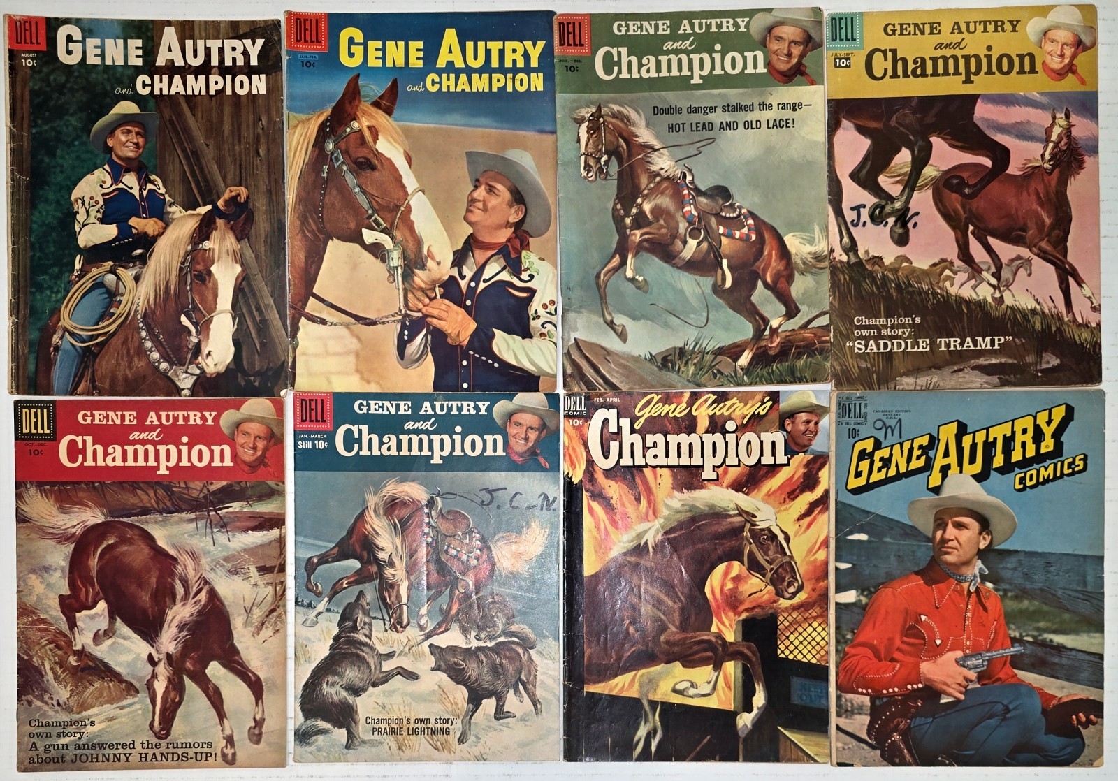 Gene Autry and Champion Lot (8) #102-121* VG+ VG- Dell 1948 Golden Age Western
