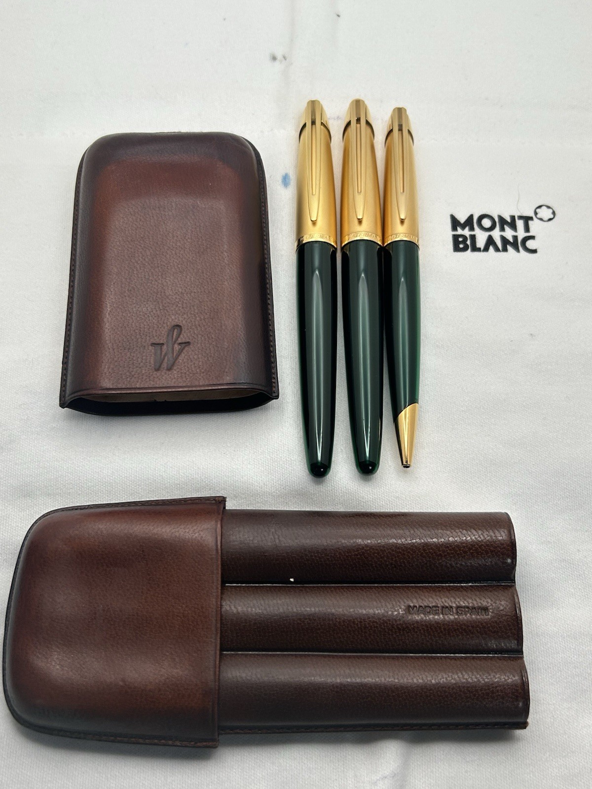 Waterman Edson Sapphire Emerald Green FP, RBP & BP Set-Exc. condition