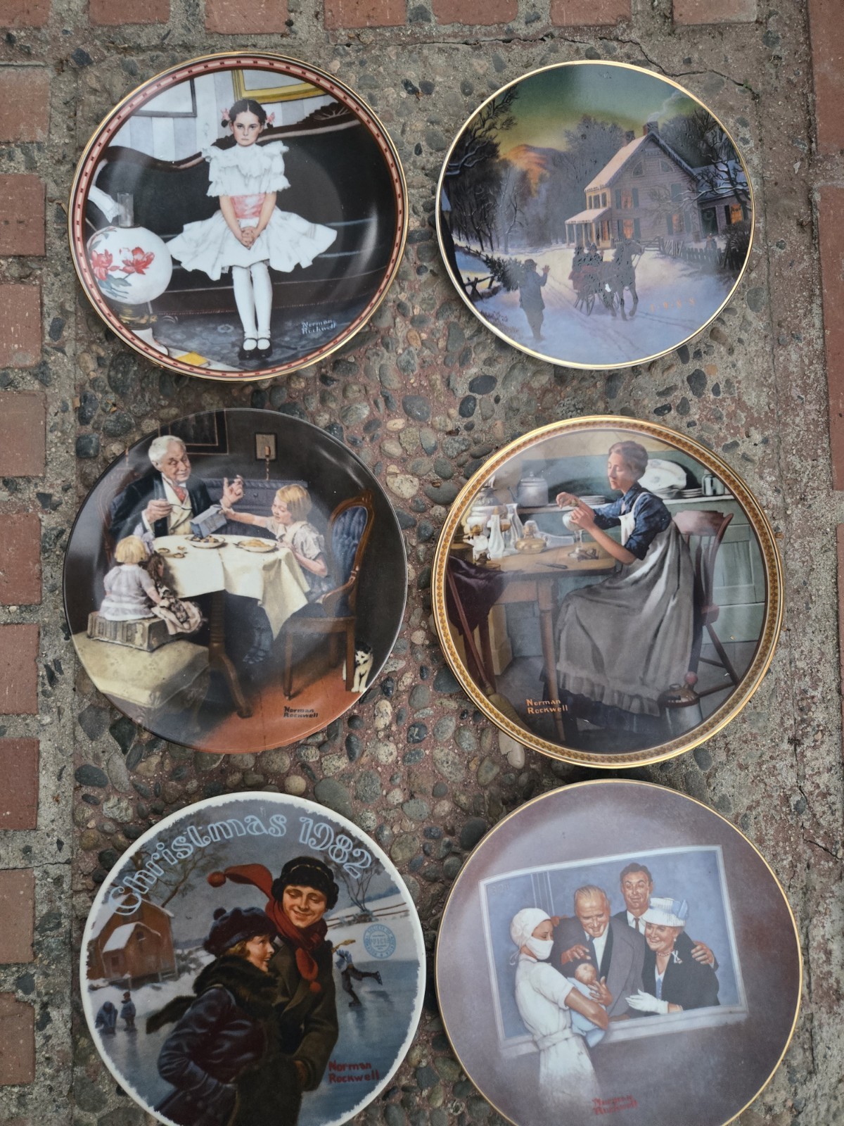 Lot of 6 Vintage Norman Rockwell Plates Limited Edition Collectors Plates