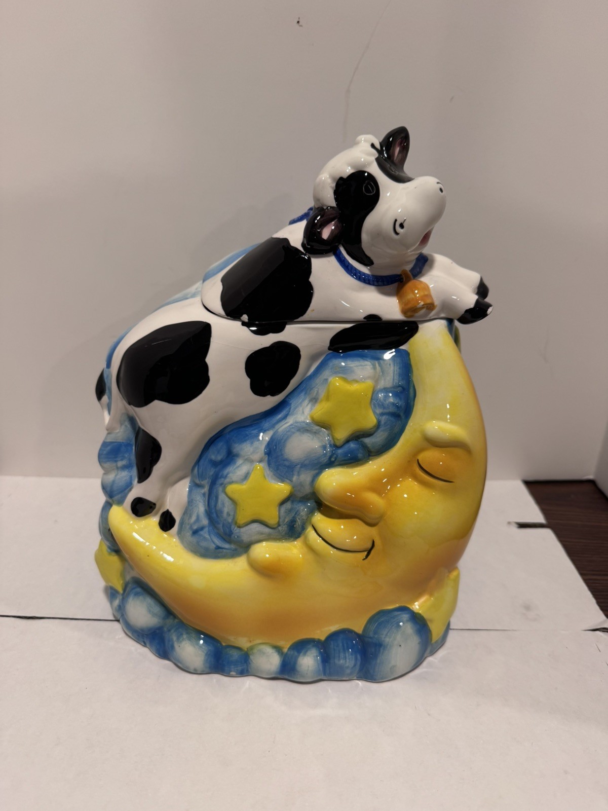 Vintage Cow Jumped Over The Moon Celestial Cookie Jar By BICO Vintage Cow Jumped Over The Moon Celestial Cookie Jar By BICO