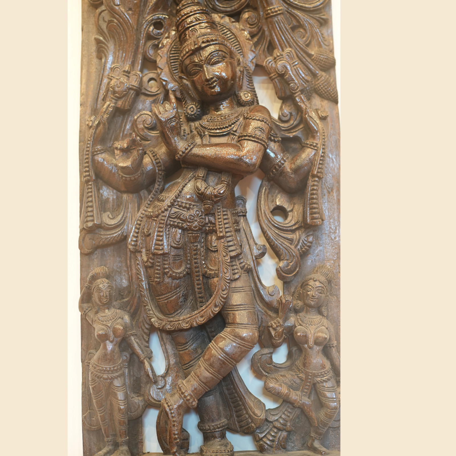 Rare Hand Craved Wooden Lord Krishna w/Gopies Wall Pannel Décor 59\