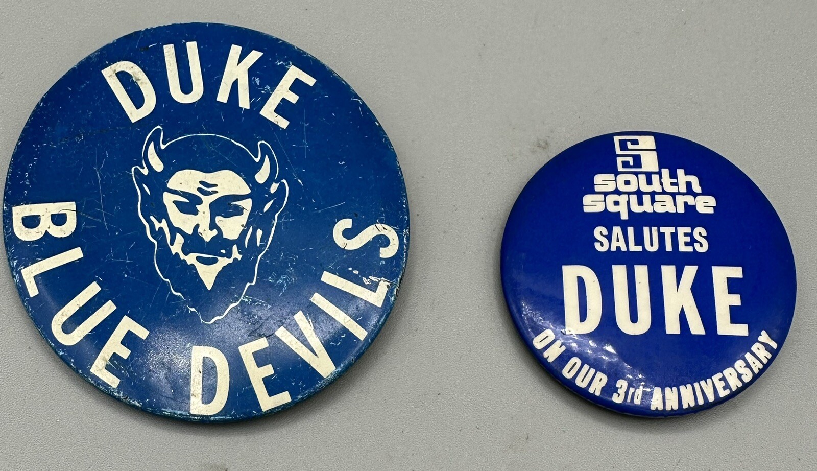 Duke University Blue Devils Vintage Pin Back Buttons Set of 2 Duke University Blue Devils Vintage Pin Back Buttons Set of 2