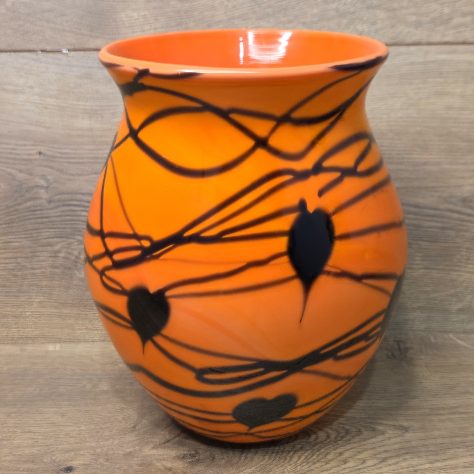 Fenton Bittersweet Orange Hanging Hearts Vase Robert Barber 201/750