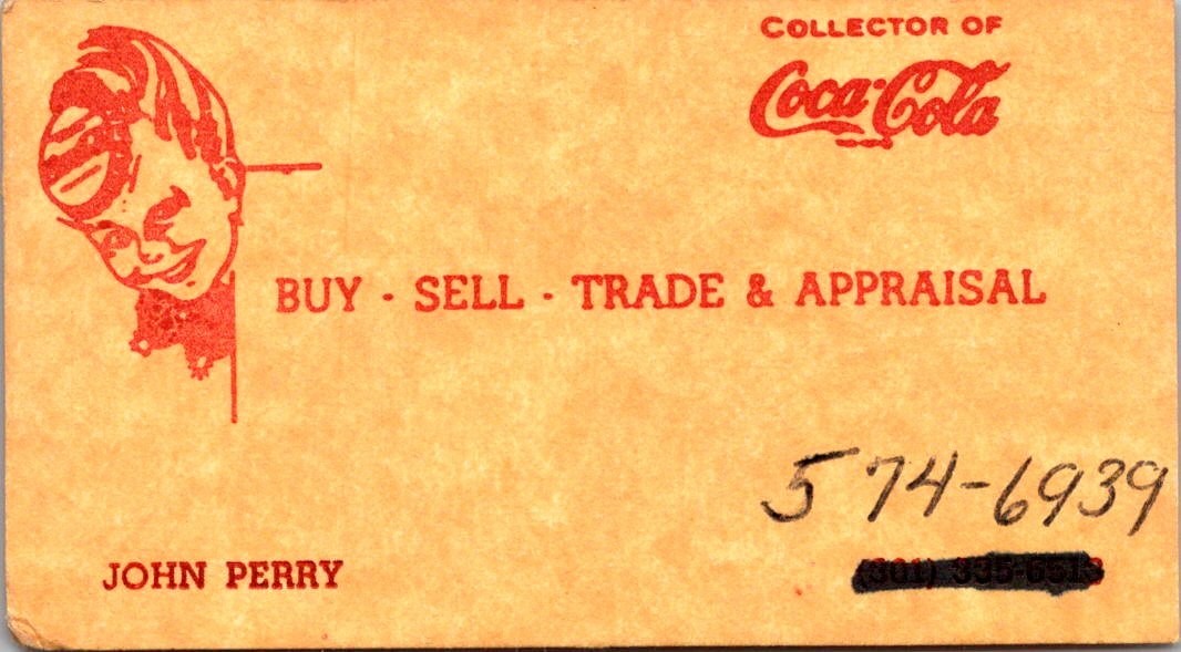 Collector of Coca-Cola John Perry Baltimore MD Vintage Business Card 5MM28-6