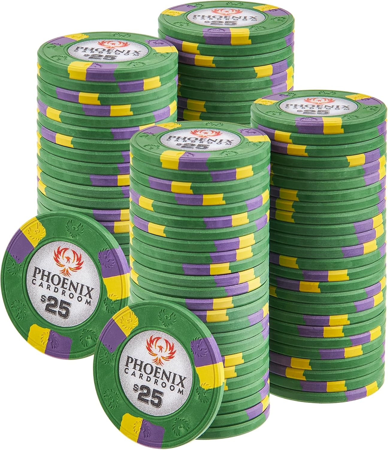 10-gram Phoenix Professional Poker Chips (100-pack) Real Clay Set - Bulk Casino