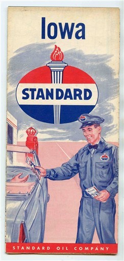 Standard Oil Company Map of Iowa Rand McNally 1950 