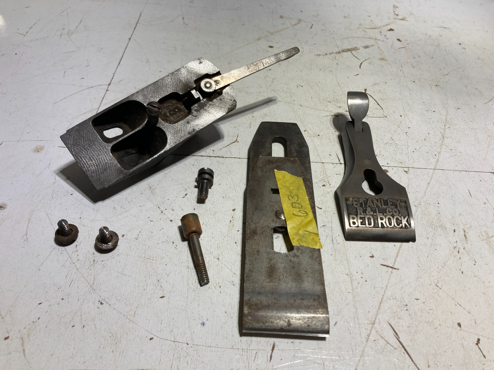 Vintage Stanley Bed Rock No. 603 Plane Parts Lot  V Logo