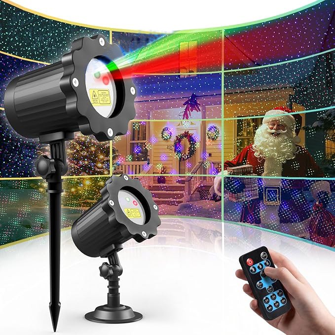 2in1 Christmas Laser R&G LED Projector Light Moving Outdoor Landscape Xmas Lamp 2in1 Christmas Laser R&G LED Projector Light Moving Outdoor Landscape Xmas Lamp