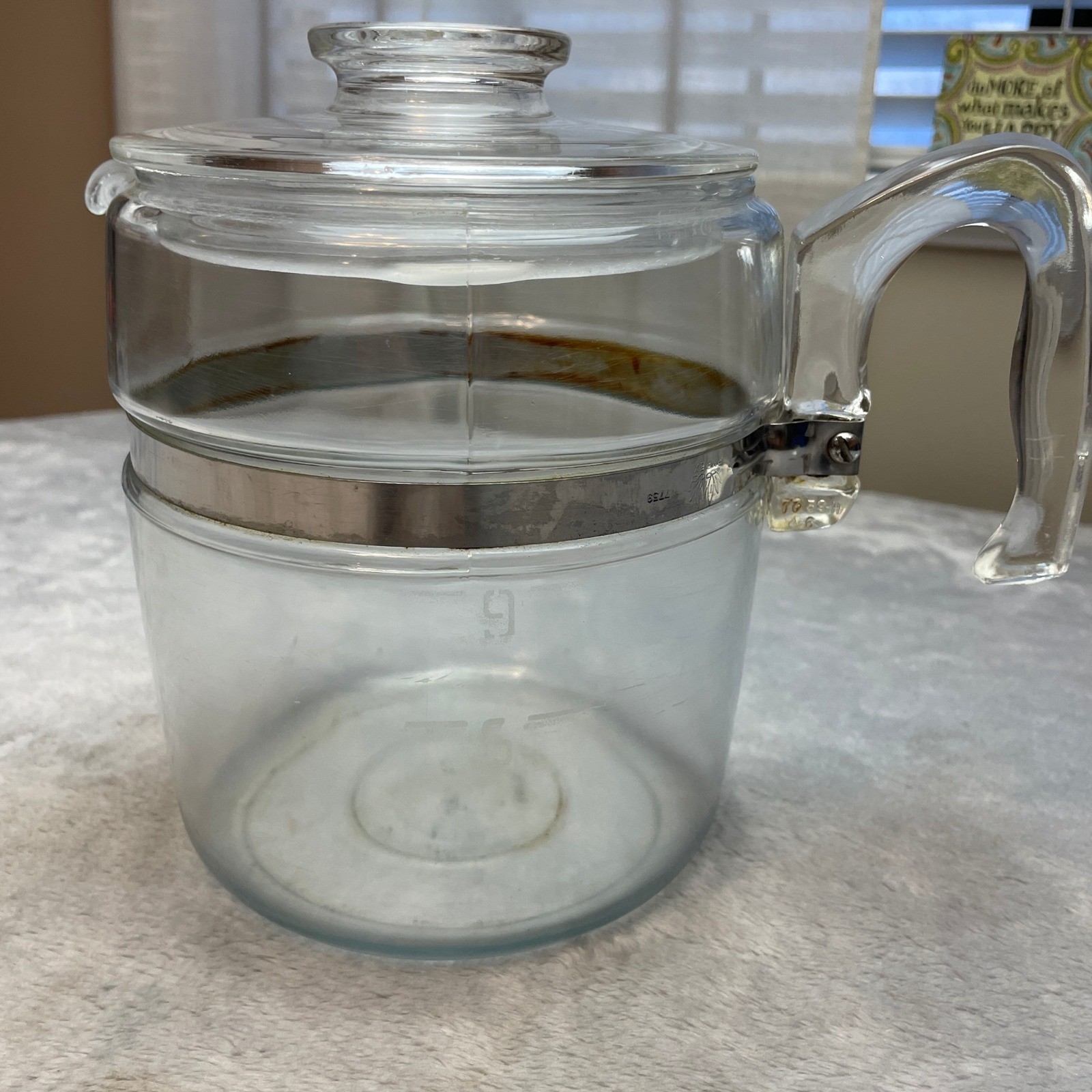 Vtg 2 Pc Pyrex 9 Cup Percolator Coffee Pot/Lid Clear Glass 7759 MCM Retro Atomic