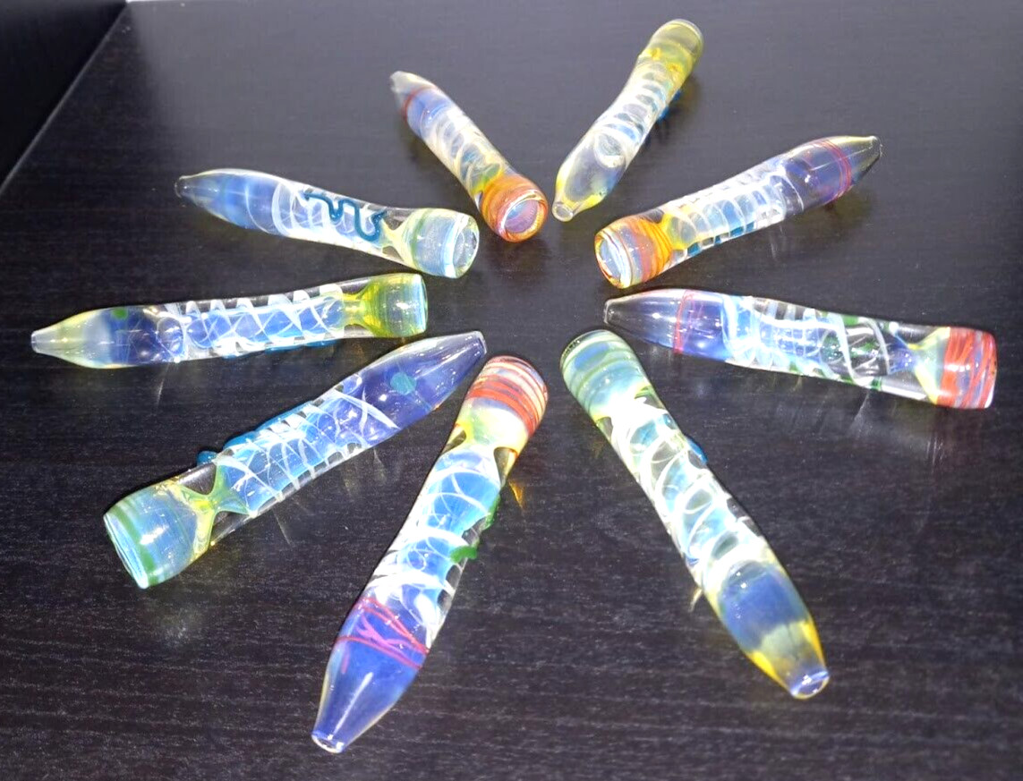 3x🔥3.5” HITTER GLASS CHILLUM TOBACCO SMOKING PIPE RANDOM SHAPES & COLOR😎