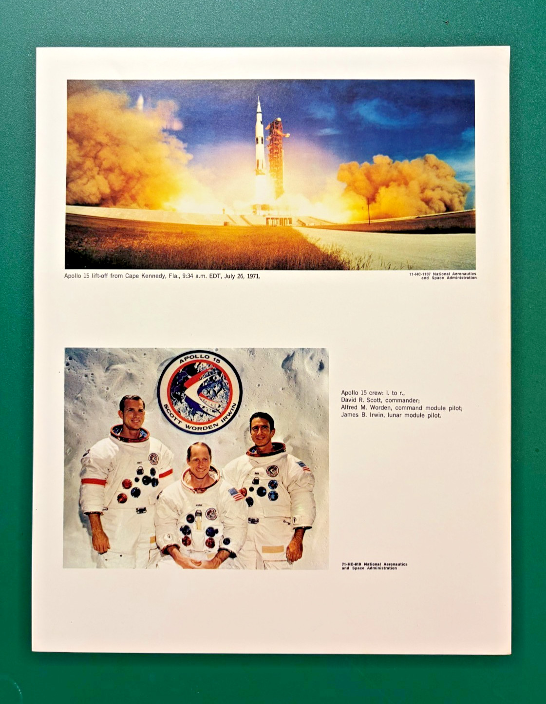 1971 Apollo 15 lith Set 9 prints 11”x14” NASA Moon landing Spacecraft Scott SALE