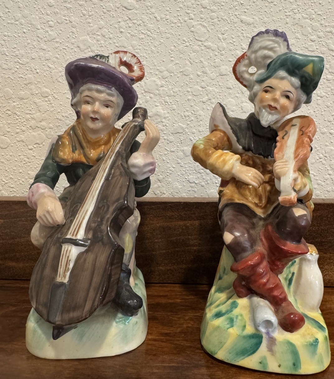 VTG Colonial Figurines Cello & Fiddler 6” Porcelain