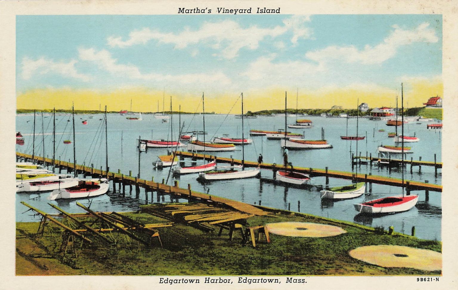 Edgartown Harbor Martha\'s Vineyard MA Vintage Postcard C.T. American Art Edgartown Harbor Martha\'s Vineyard MA Vintage Postcard C.T. American Art