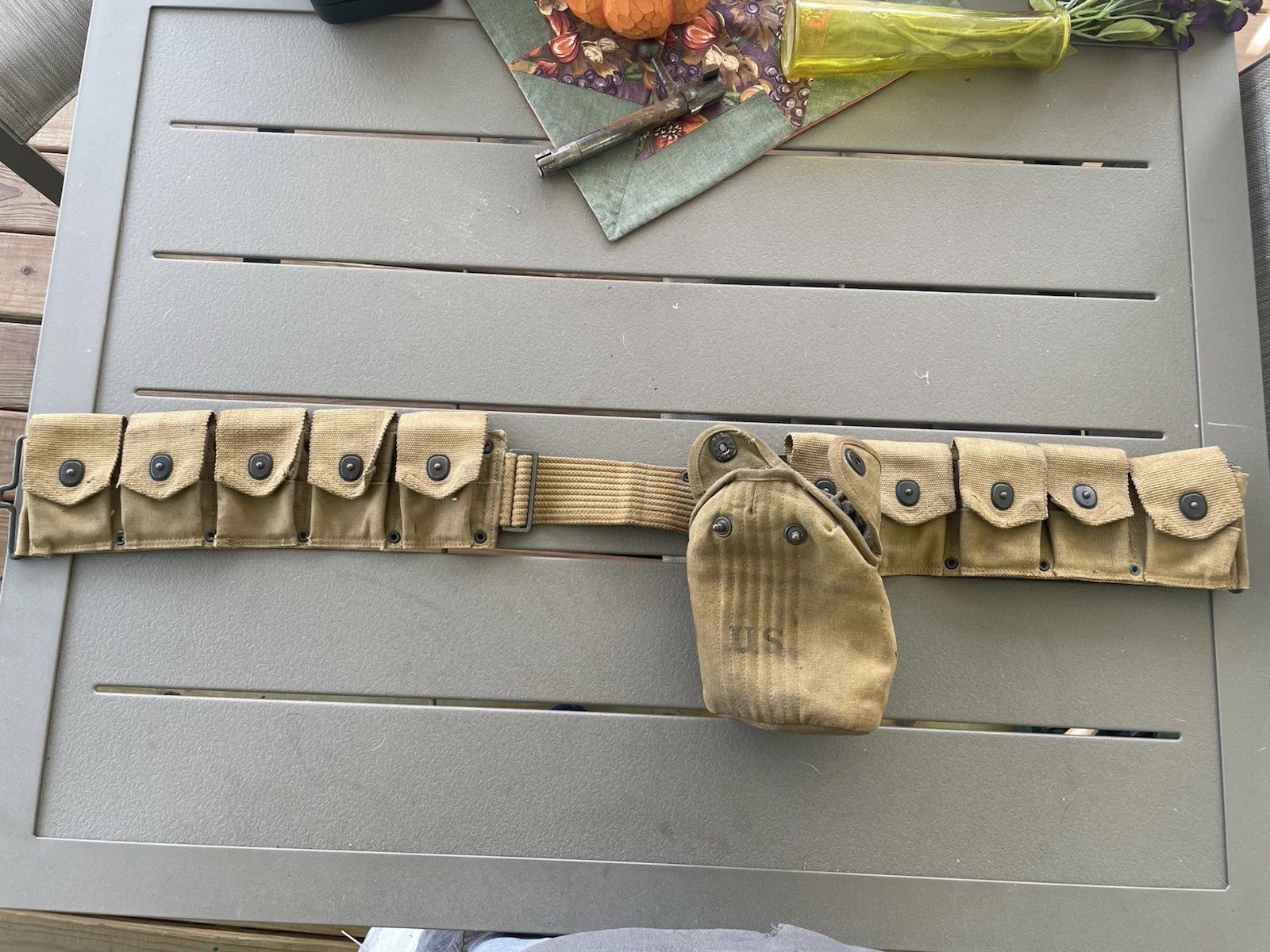 WW1 US Cartridge Belt And Well Marked WW1 Canteen Cover