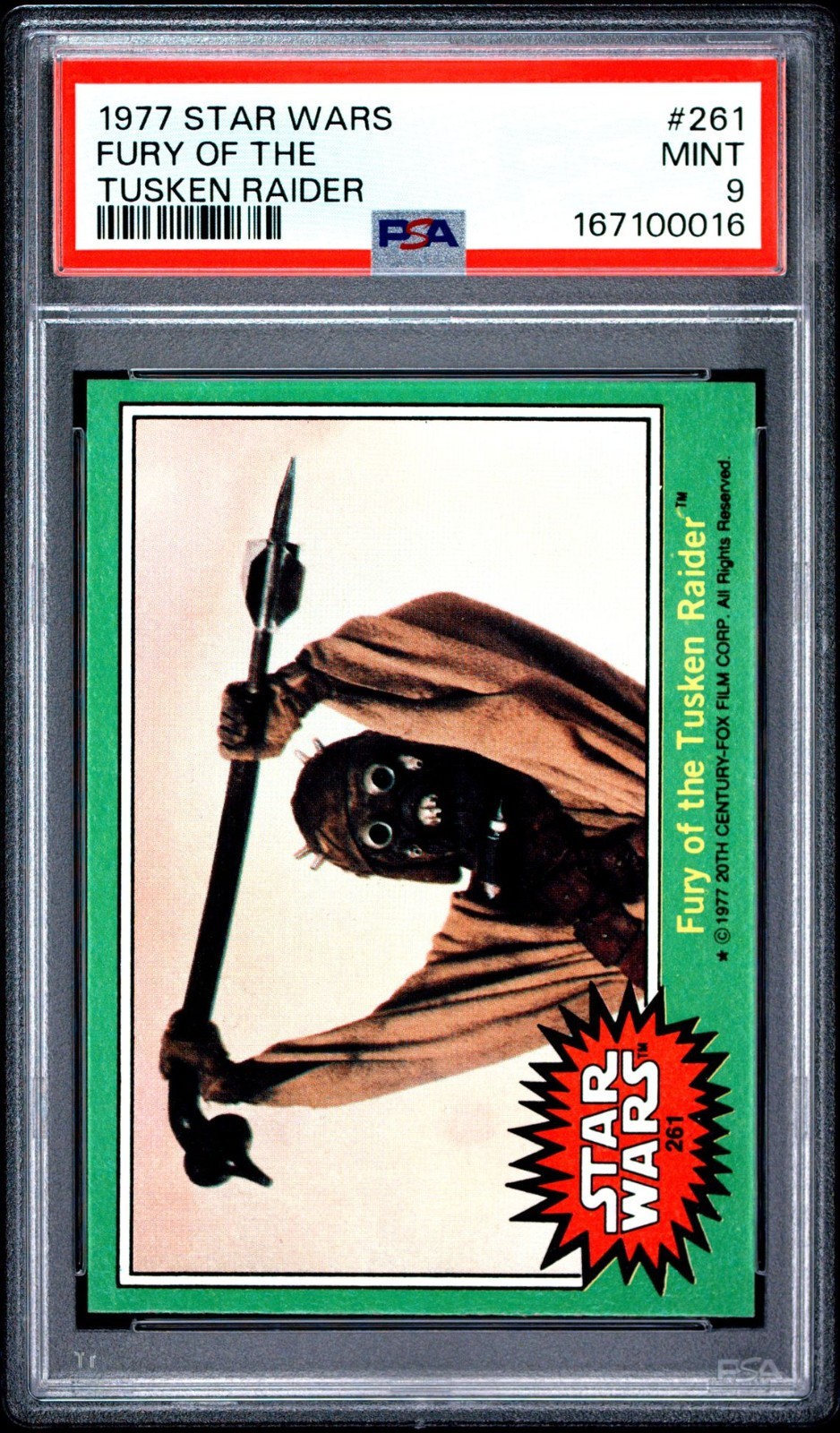 1977 Topps Star Wars #261 Fury Of The Tusken Raider PSA 9 MINT tough in 9 1977 Topps Star Wars #261 Fury Of The Tusken Raider PSA 9 MINT tough in 9