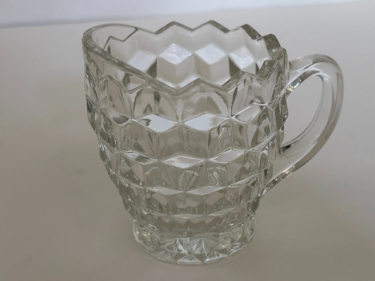 FOSTORIA Vintage American Clear Glass Cube Pattern 4