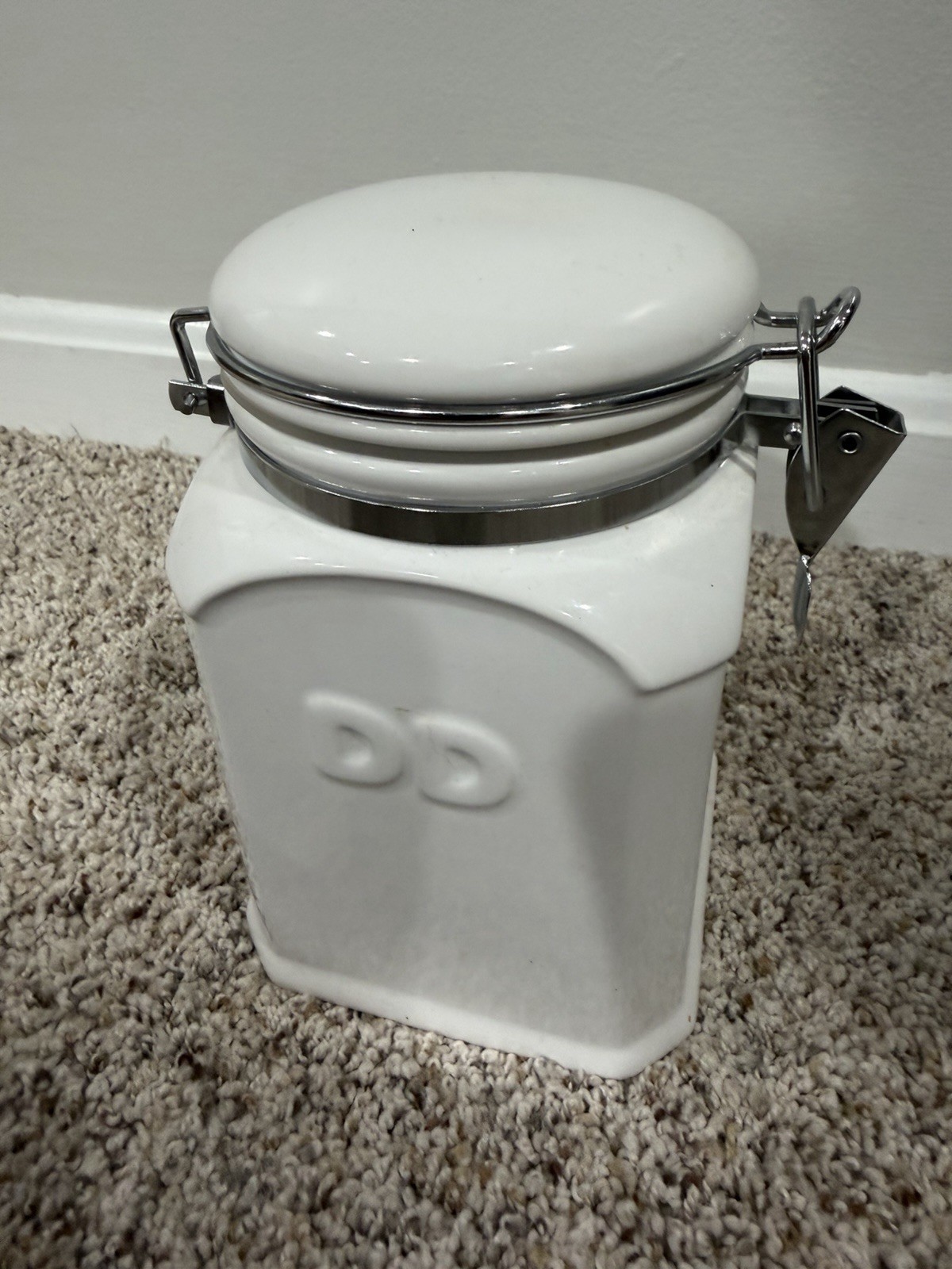 Vintage Dunkin Donuts Ceramic Hinged Airtight Coffee Canister With Spoon