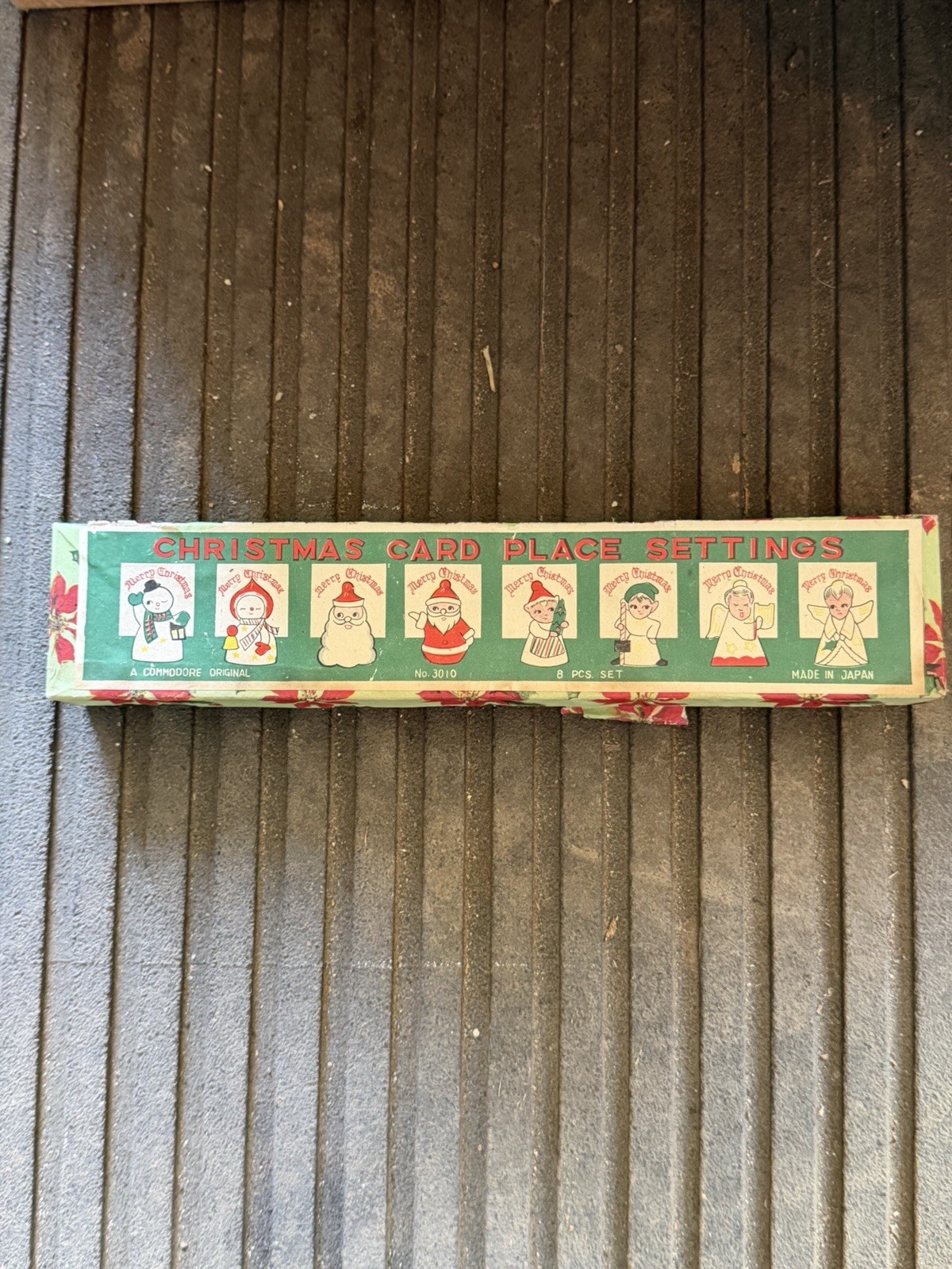 Vtg Commodore Ceramic Christmas Place Card Holders  Japan,Set Of 8, Original Box