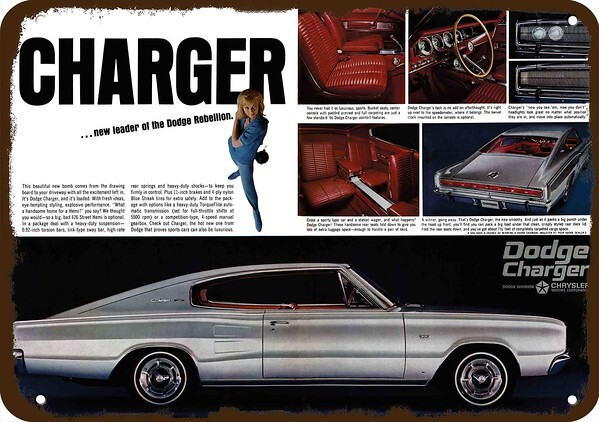 1966 DODGE CHARGER 383 Car & 426 HEMI Vintage-Look DECORATIVE REPLICA METAL SIGN 1966 DODGE CHARGER 383 Car & 426 HEMI Vintage-Look DECORATIVE REPLICA METAL SIGN