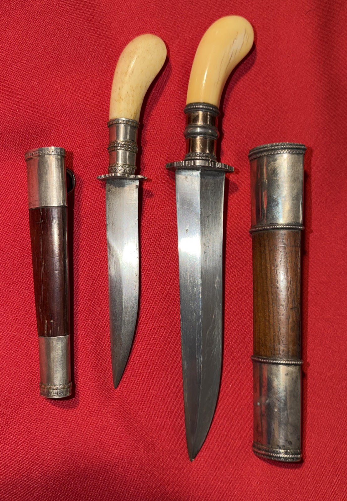 FINE Antique Pr. Fine Silver Punal Gunong Knife-Beautiful HandForged DE Blades⚔️