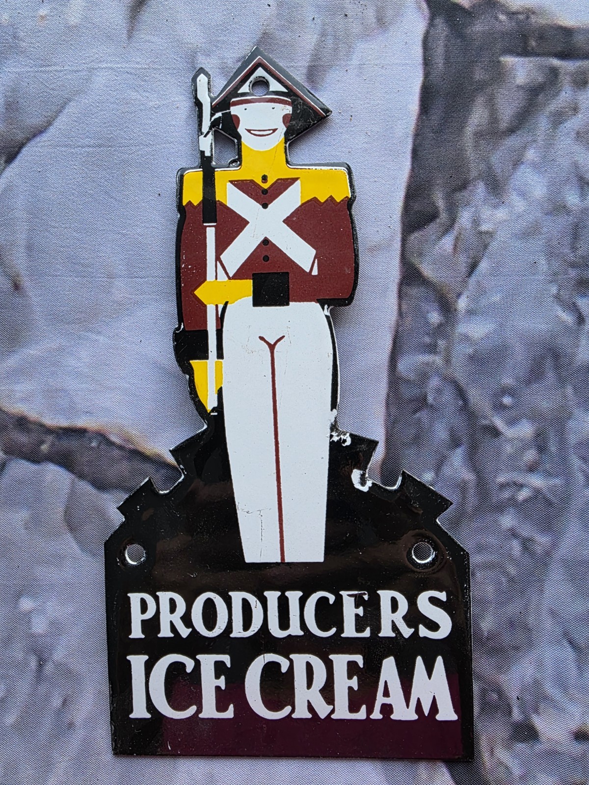 VINTAGE PRODUCERS  ICE CREAM PORCELAIN SIGN 9\