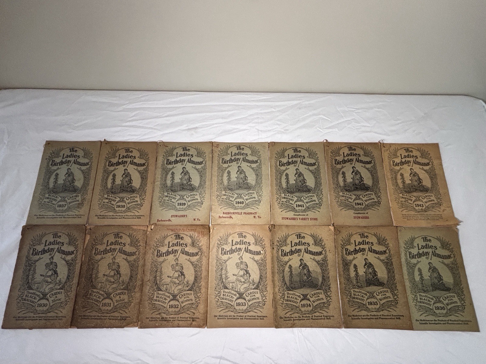 VTG Ladies Birthday Almanac - Lot of 14 Consecutive Issues: 1930-1943