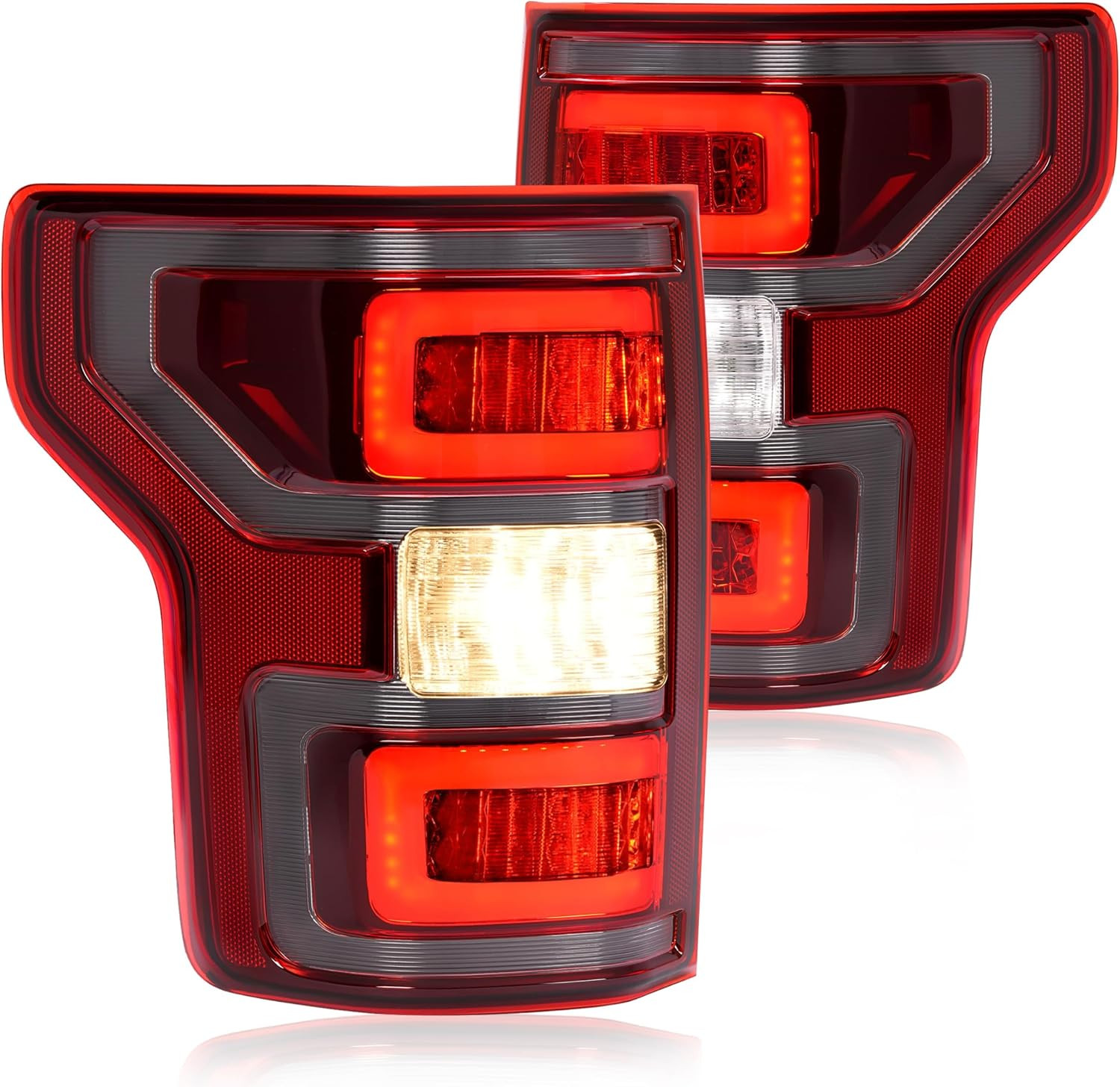 Pair LED Tail Light Compatible with 2018-2020 Ford F-150 Pickup (XL/XLT) Rear Br