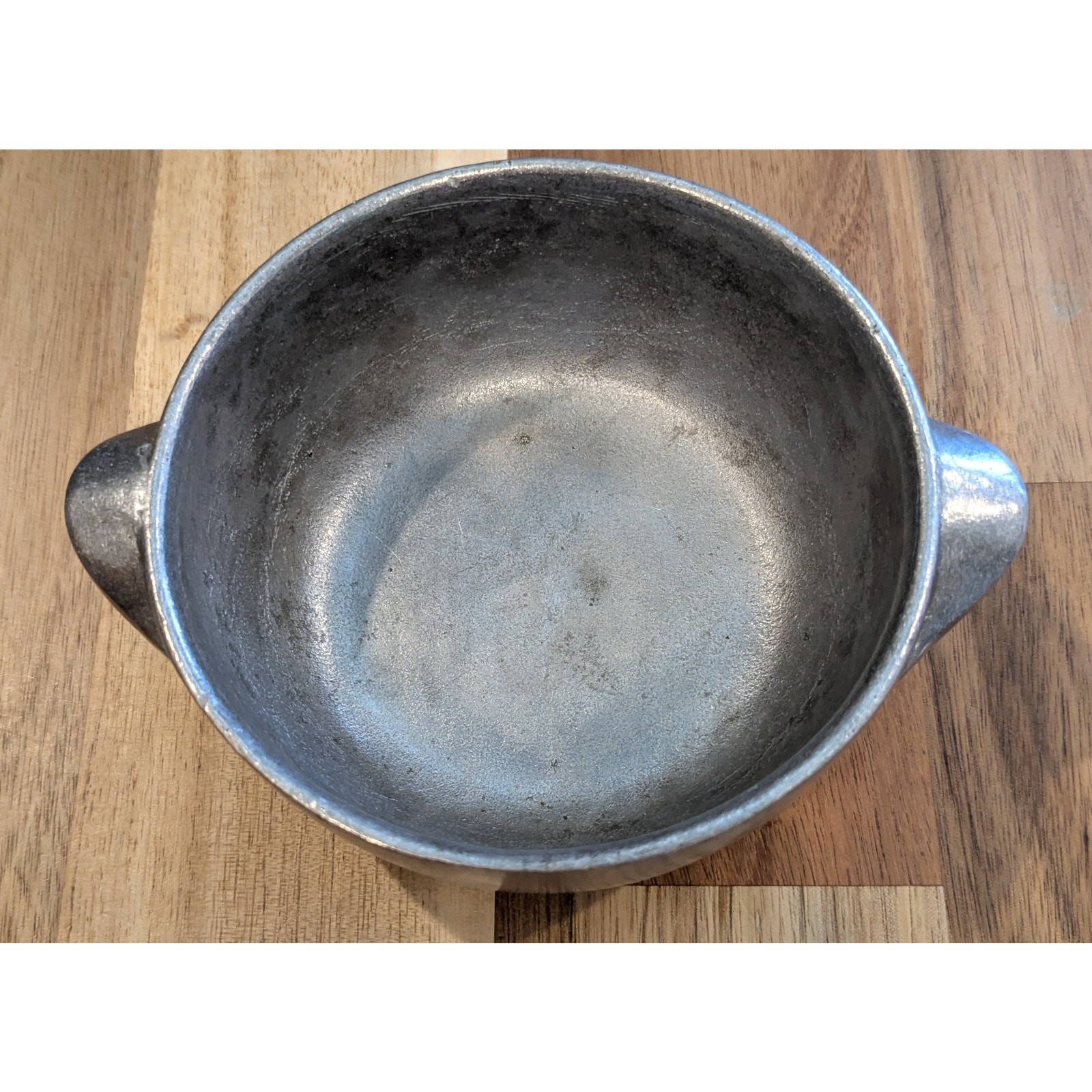 Vintage Pewtarex York PA Pewter Soup Bowl Crock Tab Handles Olde Country 4