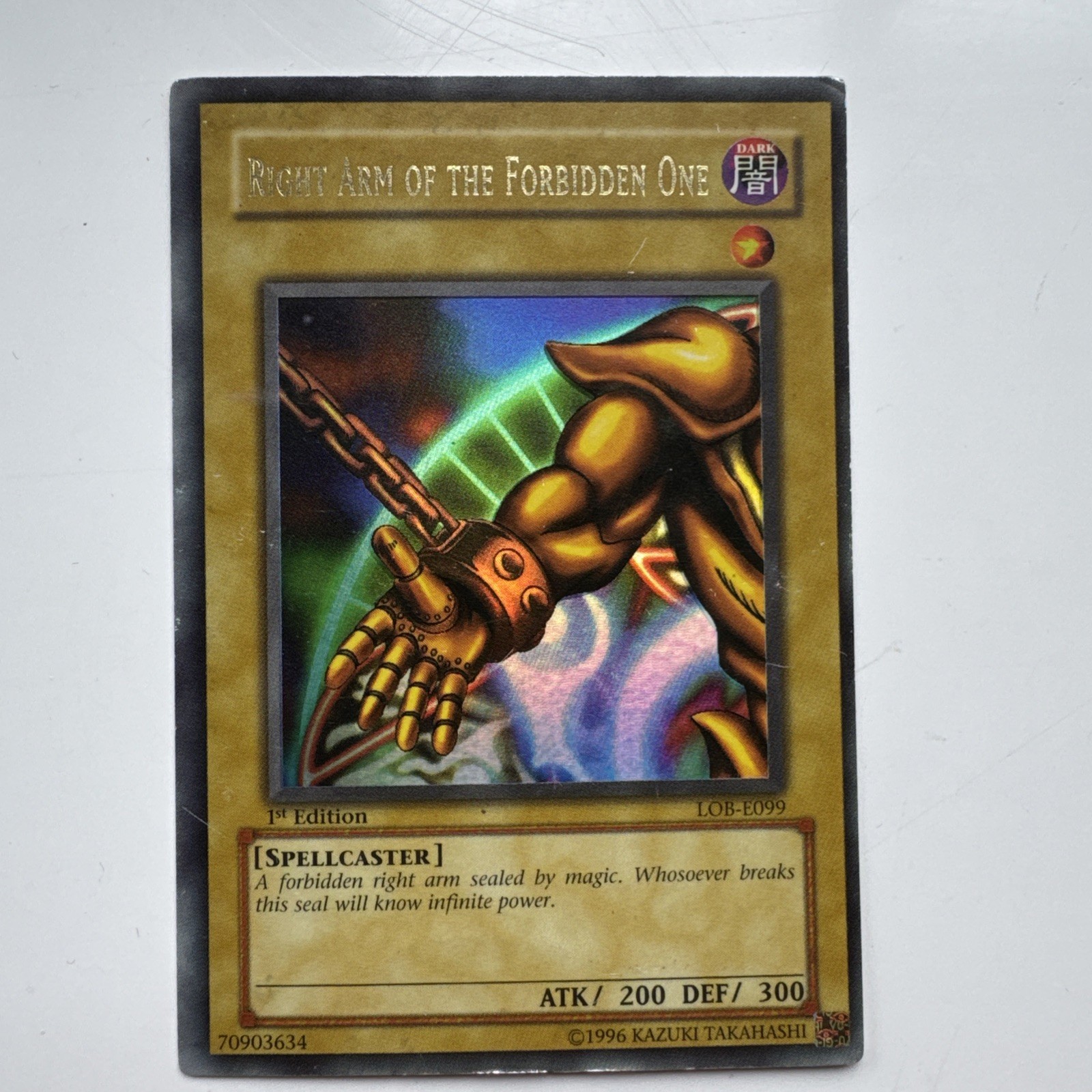 Yugioh Right Arm of the Forbidden LOB-E099 1st Edition Ultra Rare